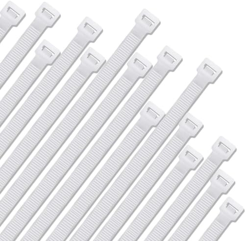 Nazeauf 100pcs White Nylon Cable Ties - 120mm x 2.4mm, Multi-Purpose, Self-Locking, UV & Temperature Resistant