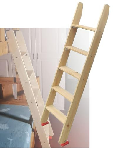 DONGGANSHI Etagenbettleiter/rutschfeste Bettleiter aus Holz, universelle, platzsparende Wohnmobilleiter, geneigte Holzleiter für Hochbetten im Innenbereich, breite Stufen mit Handläufen