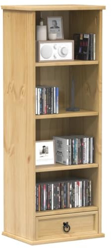 Generisch CD-Schrank Corona 40x30x110 cm Massivholz Kiefer,jiangboyue-4005683