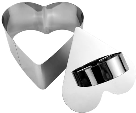Heart and Flower Shaped Cake Mold, Stainless Steel Ring Mould, Mousse Cake Cooking Ring Mould, Love Heart Shape Baking Ring Mold, 8.1x8.1x4cm Multi-Functional Mousse Cake Mold for Cake and Salad