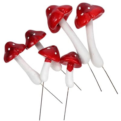 HYTROVE 6stücke Schaumstoff Pilze Künstlich Simulierte Pilze Deko Falsche Garten Künstliche Pilz Pflanze Bastel Mini Pilz Statue Landschafts Deko Ideen Feengarten Ornament Home Dekoration