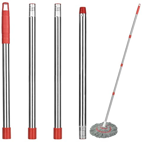 Accessoires de balai à franges télescopique de rechange compatible avec Vileda Turbo Spin/Turbo Smart - Manche réglable - 4 pièces - 147 cm