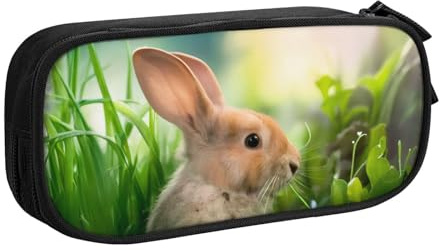 KHDKLXOHZ Federmäppchen mit niedlichem Hasen-Motiv, großes Fassungsvermögen, Schreibwaren-Tasche, Stifteetui mit Fächern, Reißverschluss, für Schule, Studenten, Mädchen, Jungen, Frauen, Männer