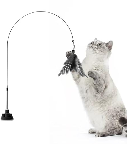 Katzenfeder | Interaktives Kätzchenspielzeug mit Glocke, langlebiges interaktives Spiel mit einer Verkleidung für die Jagd im Innenbereich, Katzenrute, Federstab mit Glocke