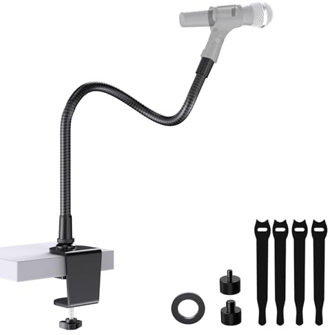 19 Inch Webcam Stand Camera Mount with Upgraded C-Clamp, Adjustable Flexible Gooseneck Arm Tripod for Desk Mount for Logitech C930e C930 C920 C922x C922 Brio 4K C925e C615, Gopro, Max Load 2.5 lb