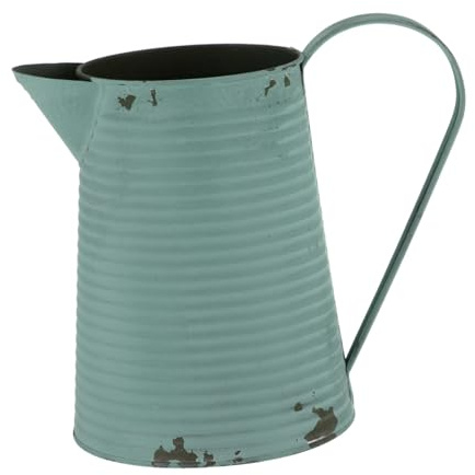 YARNOW Vase à Fleurs Vintage en Fer Rouillé pour Décoration Intérieure Et Extérieure, Pot De Fleurs Rustique Moyen, Pot De Jardin Métallique Style Ancien, Accessoire Déco Campagne Et Maison
