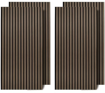 Vkechh 4x Akustikpaneele Holz 120x60 cm, Schallabsorbierende Wandverkleidung mit Holzfurnier & Filz – Modernes Design für Innenräume,Wandpaneele holz zur Raumakustik-Verbesserung,Schwarz Walnuss