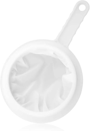 Hopzab 400 Mesh Kitchen Sieve Ultra-Fine Plastic Nylon Mesh Strainer Food Filter Net with Handle Hook for Seedless Jam Coffee Tea Juice Yogurt Soy Milk