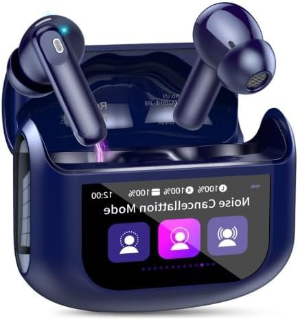 Wireless Earbuds, 48H Smart Touch Screen Ear Buds Wireless Bluetooth 5.4 Headphones In Ear, ANC/ENC Noise Cancelling Mic Bluetooth Earbuds, 5 EQ Modes, HiFi Stereo, IPX7 Waterproof Earphones Deep Blue
