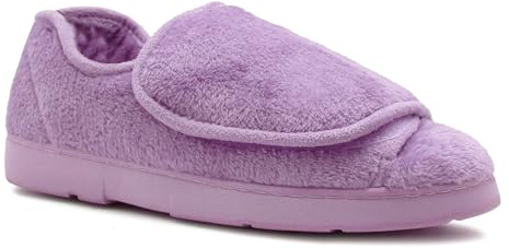 Dr Keller Womens Diabetic Wide Opening Slippers Touch Fasten Ladies Lightweight Slip On Soft House Shoes (Lilac, 5, UK Footwear Size System, Adult, Women, Numeric, Medium, 5)