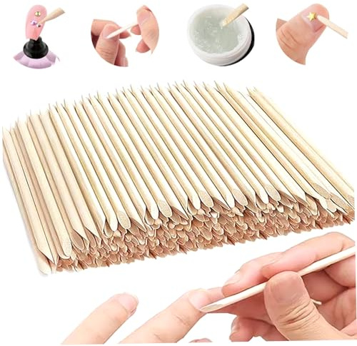 100 Roots Orange Sticks para uñas Palillos de madera lisos y sin espinas de 3 pulgadas Herramienta multifuncional para empujador de cutículas de doble cara para manicura Pedicura Empujador de cutíc