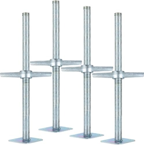 Galvanised & Height Adjustable Scaffolding Spindle (45 cm) for Scaffolding, Set of 4