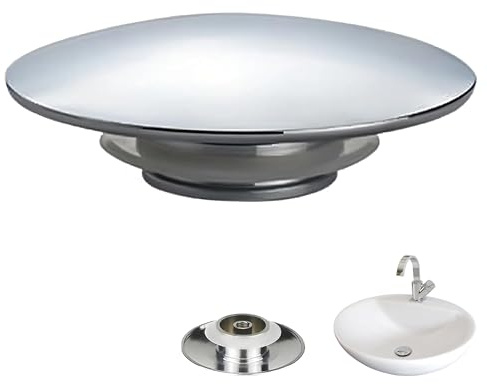1Pcs Pop Up Sink Plug Replacement 66mm, Chrome Finish Bathroom Basin Waste Stopper, Brass Core Click Clack Push Button Drain Plug, Standard Fit for Sink & Bathtub