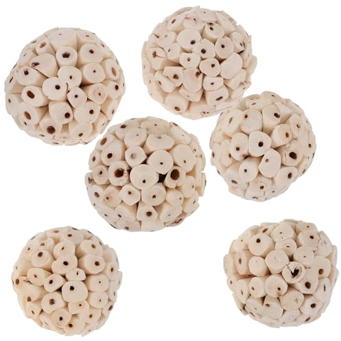 Kichvoe Lot de 6 Boules Molles Comestibles à Mâcher pour Cobayes, Lapins et Hamsters, Jouets Naturels pour Cages D’Animaux, Stimulation et Santé Dentaire, Jouets pour Rongeurs et Oiseaux
