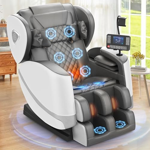 FURNIMAT Massagesessel Ganzkörper, Zero Gravity Relaxsessel Massagestühle mit Taillen- und Beinheizung, Komfort-Airbags, Fußrollen, 10 Massagerollen, Bluetooth-Lautsprecher, Fernbedienung
