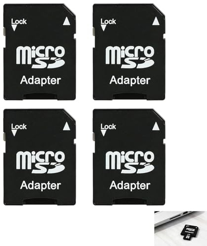 4 Piezas Adaptador Micro SD a SD, Adaptador tarjeta SD, Convertidor Tarjeta TF Cámara, Ordenador Portátil, Lector de Tarjetas y Dispositivos con Ranura SD Soporta SDHC SDXC Protección contra Escritura