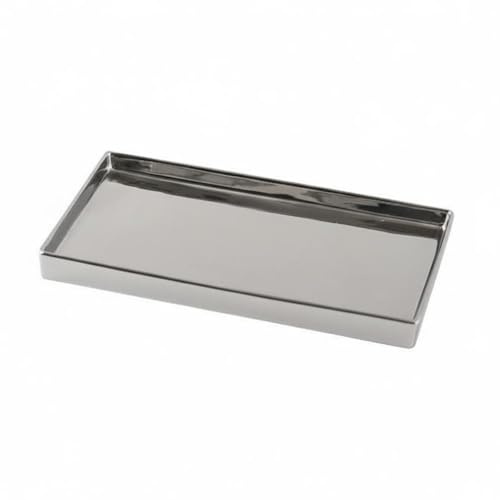 KQFCAZRE Vassoio Rettangolare Argentato Multiuso, Piatto Portagioie Ceramic, Superficie Liscia, Svuotatasche Elegante per Tavolino, Vassoio Di Stoccaggio Piccolo, Placcato Argento, 22.2×12.3Cm