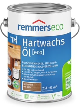 Remmers Hartwachs-Öl [eco] nussbaum, 2,5 Liter, für innen, natürliche Basis, 3in1: Beize, Öl und Versiegelung in einem, rutschhemmend, vegan