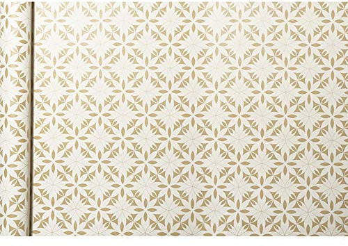 Clairefontaine 223830C - Rolle Geschenkpapier Tiny rolls Kraft mit Blumenmotiven (5 m x 0,35m, innovative Breite, einfach zum Transportieren, 70g, Blauer Engel) 1 Rolle, gold/weiß