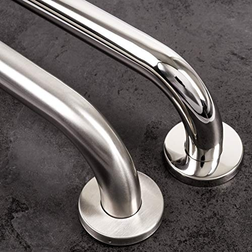 Stahlia Haltegriffe für Senioren Ø 25mm Handlauf Edelstahl glänzend 300mm Aufstehhilfe Toilette Handtuchhalter Bad Badewannengriff Duschgriff Handgriff
