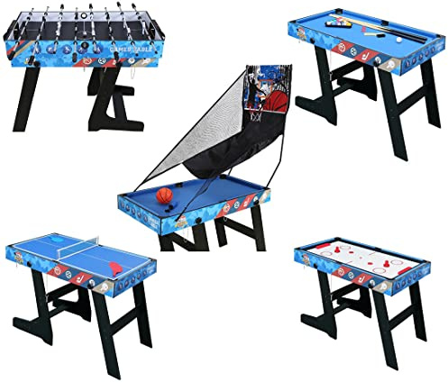 homelikesport Mesa de Juego 5 en 1 para Fútbol Honkey Ping Pong Billar Baloncesto