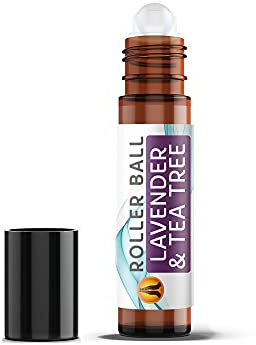 Lavender & Tea Tree Essential Oil Blend Aromatherapy Roller Ball, 10ml | Roll On Essential Oils for Skin | Vegan, Made in UK