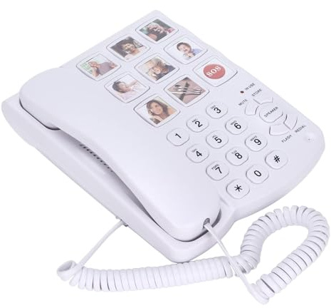 Picture Care Schnurgebundenes Seniorentelefon mit großer Taste und Lautsprecher, großes Display für ältere