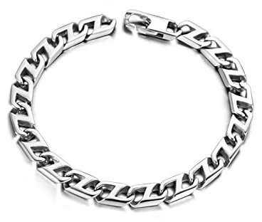 Beydodo Armband Edelstahl Silber 20.5CM, Bettelarmband Charm Silber 6.4MM Gliederarmband mit Karabinerverschluss Freundschaftsarmband Partnerarmbänder Männer Jugend