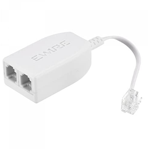 sourcing map In-Line DSL Splitter Filter, 6P2C 2 Way Socket Adapter Phone Line Splitter for Telephone, Fax Machine White