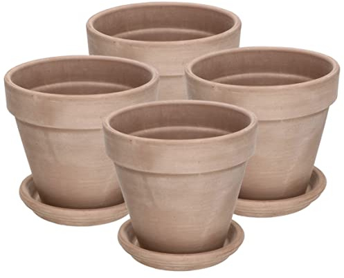 KOTARBAU® Lot de 4 pots de fleurs en terre cuite Moka ⌀ 15 cm pour intérieurs et jardins
