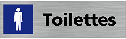 Signalétique.biz France - Plaque de porte TOILETTES HOMMES (Q0125) - 170 X 50 mm - Plaque aluminium brossé de 2mm