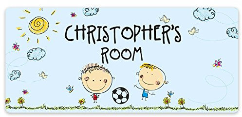 Bedroom Door Sign personalised for kids bedrooms | personalised door signs | Paper Themes (Football Fun)
