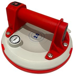 Ventosa eléctrica con manómetro Ø20 cm 140 kg (roja) – Succión automática con control de vacío, con maletín – Outillage Carreleur 2.0