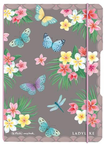 Herlitz Notizheft flex, A5, 40 Blatt punktiert; motiv: Ladylike Butterflies, 1 Stück