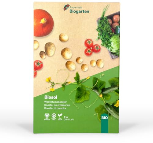 Andermatt Biogarten Biosol 5 kg – veganer Bio Universaldünger mit Langzeitwirkung, organischer NPK Dünger für Gemüse, Obst, Beeren & Zierpflanzen, verbessert Boden und Humus