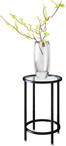 Nachttische, Beistelltisch aus Glas, runder Akzenttisch, Couchtisch aus Eisen für Wohnzimmer, Schlafzimmer, Lounge, Sofatisch, Stabiler und langlebiger Korbtisch (Farbe: B, Größe: 40 x 40 x
