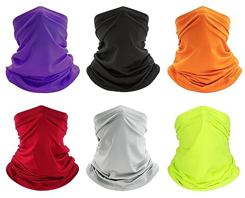 Finvizo Multifunktionstuch Schlauchschal Halstuch: 6 Stück Elastisch Loop Schal Bandana Winddicht Mundschutz Sturmhaube Gesichtsmaske für Herren Damen, Leuchtende