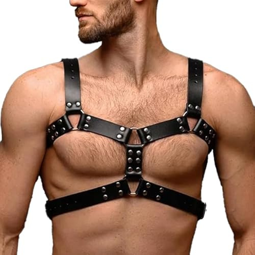 Lunriwis Herren Korsettriemen Leder Elastische Riemen Männer Body Bondage Brustgeschirr Gay Reizvolle Bondage Punk Männer Brust Geschirr Cosplay Party Kostüme Sexy Sklavenclub Kostüme