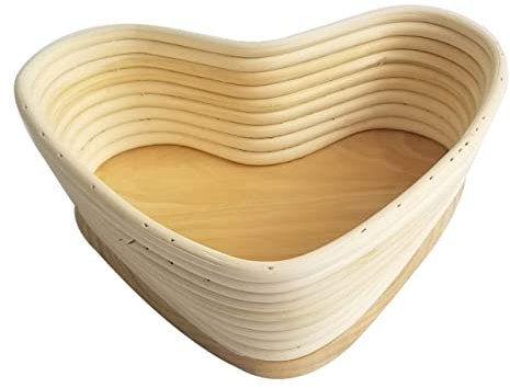 RORPOIR Herzförmiger Gärkörbchen Aus Rattan 24,5 Stück 22cm Brotbackwerkzeug Mit Deckel Für Sauerteig Und Gärtechniken Für Hobby Und Profibäcker Natürliches Backzubehör