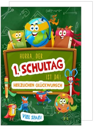 Edition Seidel Premium Glückwunschkarte zur Einschulung mit Umschlag. Einschulungskarte Grußkarte Karte zum Schulanfang Schuleinführung Schulstart Spruch Junge Mädchen 1. Klasse (ES137 SW024)