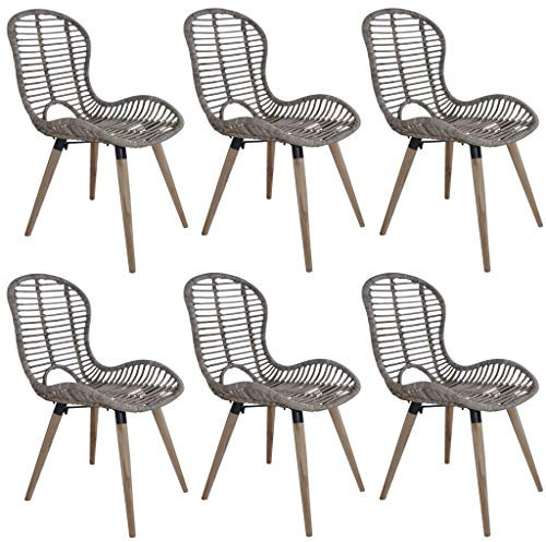 THOYTOUI Esszimmerstühle 6 STK. Lounge Sessel Esstisch stühle Arbeitsstuhl Essstühle Geeignet für Arbeitszimmer Aufenthaltsraum Küche Atelier Natur Rattan Braun