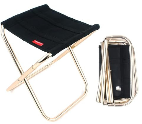 Tragbarer, zusammenklappbarer Campinghocker, ultraleicht, Camping-Fußstütze mit Tragetasche, for Outdoor-Wanderungen, Rucksacktouren, Angelpicknicks, kann bis zu 200 Pfund tragen ( Color : Black )