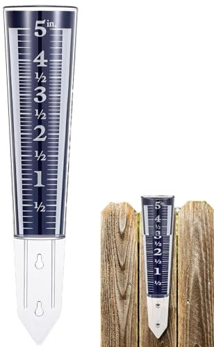 Bexdug Freeze Proof Rain Gauge - 5 Inch Portable Outdoor Water Rain Gauge - Rain Measuring Tool with Magnifying Scale, Freeze Proof Garden Rain Meter for Garden Courtyard