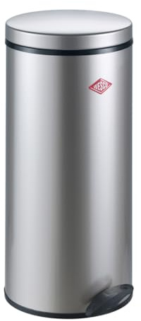 WESCO Gastro Tretabfallsammler 127 in der Farbe silber, pulverbeschichtetes Stahlblech, Metalleinsatz mit 22 Liter Volumen, Kunststoff-Fußtritt