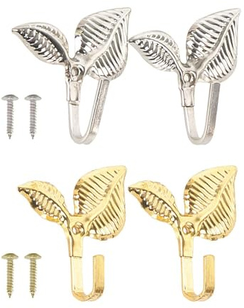 2 Pares De Ganchos Para Muro Cortina, Ganchos Para Alzapaños De Cortinas Y Ganchos Para Alzapaños Traseros, Pegados A Los Ganchos Para Alzapaños De Cortinas, Y Las Cortinas Están Bloqueadas