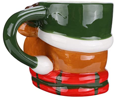 Amosfun Weihnachtsbecher Rentier-weihnachtstasse Aus Keramik Für Junge Mädchen Zahnputzbecher Mit Ergonomischem Griff Für Wasser Kaffee Milch