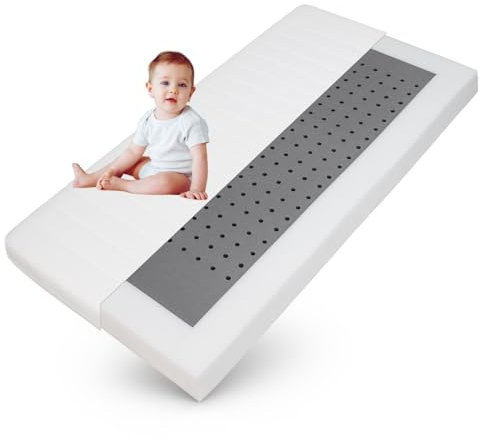 Sleepneo Kindermatratze 60x120 mit Trittkante, Höhe 11cm, Bezug waschbar, Oeko TEX & CertiPUR Zertifiziert, Kinder-Matratze 60x120 für Kinderbett