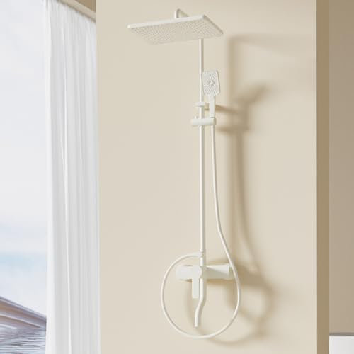 Shower Head Rubinetteria Bagno Miscelatore Set Doccia Rotazione 360° Rubinetteria Vasca Doccetta 3 modalità Set Doccia Kit Doccia a Pioggia Bagno Bianco Shower