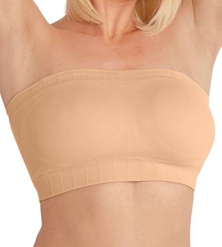 Conturve Women's Underwire Seamless Convertible Strapless Bra - Breathable Bandeau with Adjustable Straps