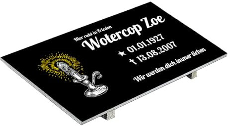 Grabplatte mit Inschrift aus Granit, personalisierbar Gedenktafel für Urnengrab, Grabstein für 1-2 Pers., Urnengrabstein N22 (30x60cm mit Stützen)